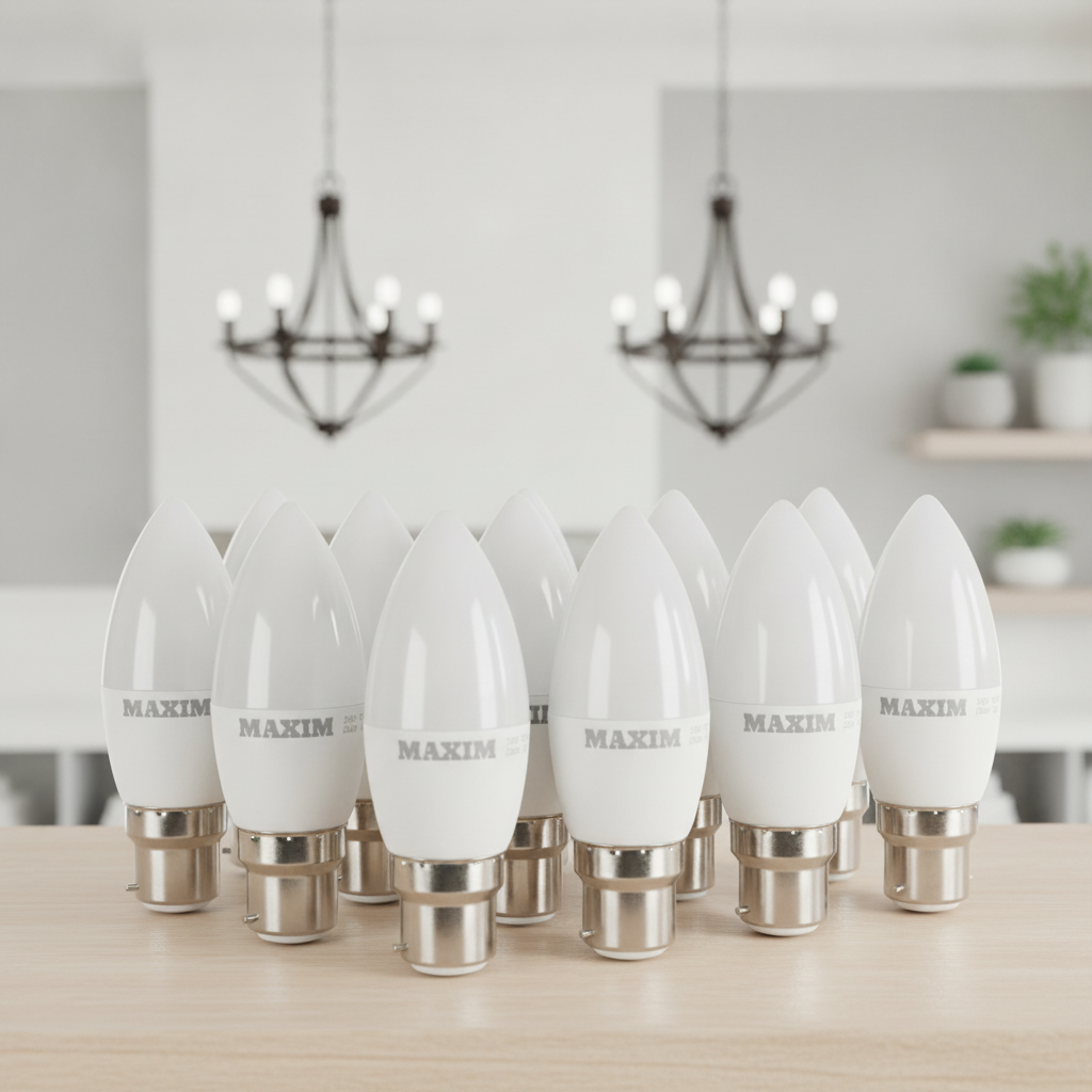 Plastic & Aluminium LED Candle Bulbs Warm White 6W for Home Lighting (Pack of 10)