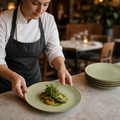 Coupe Plates 220mm Green Vitrified Ceramic for Hospitality Settings (Pack of 12)