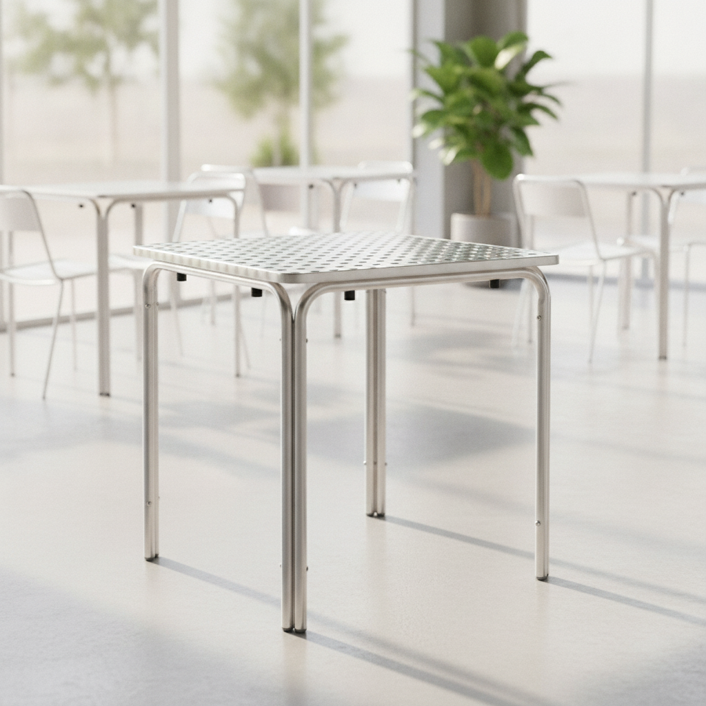 Stainless Steel and Aluminium Square Bistro Table 600mm for Indoor & Outdoor Use