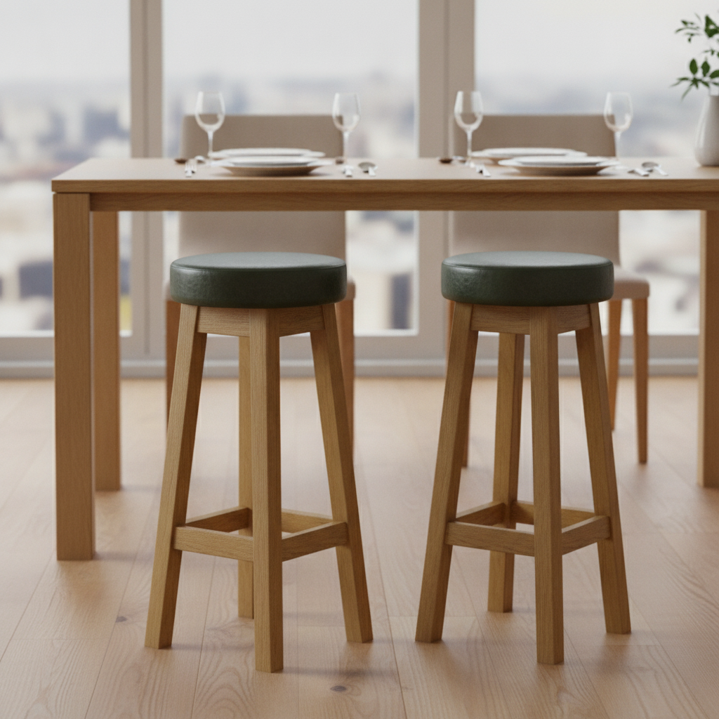 Rubber Wood High Stool with Bison Cedar Seat 760x335mm for Dining Spaces (Pack of 2)