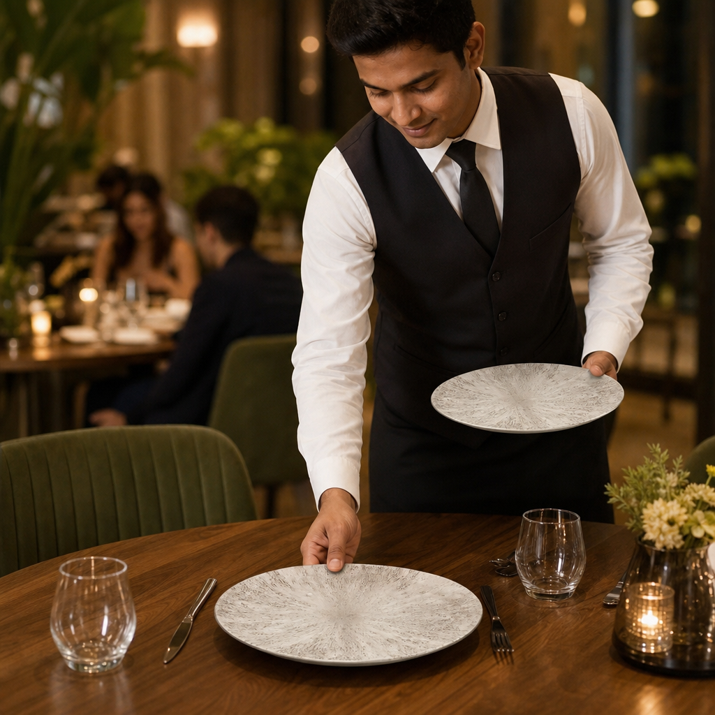 Coupe Plates Grey Vitrified Ceramic for Dining (Pack of 12)