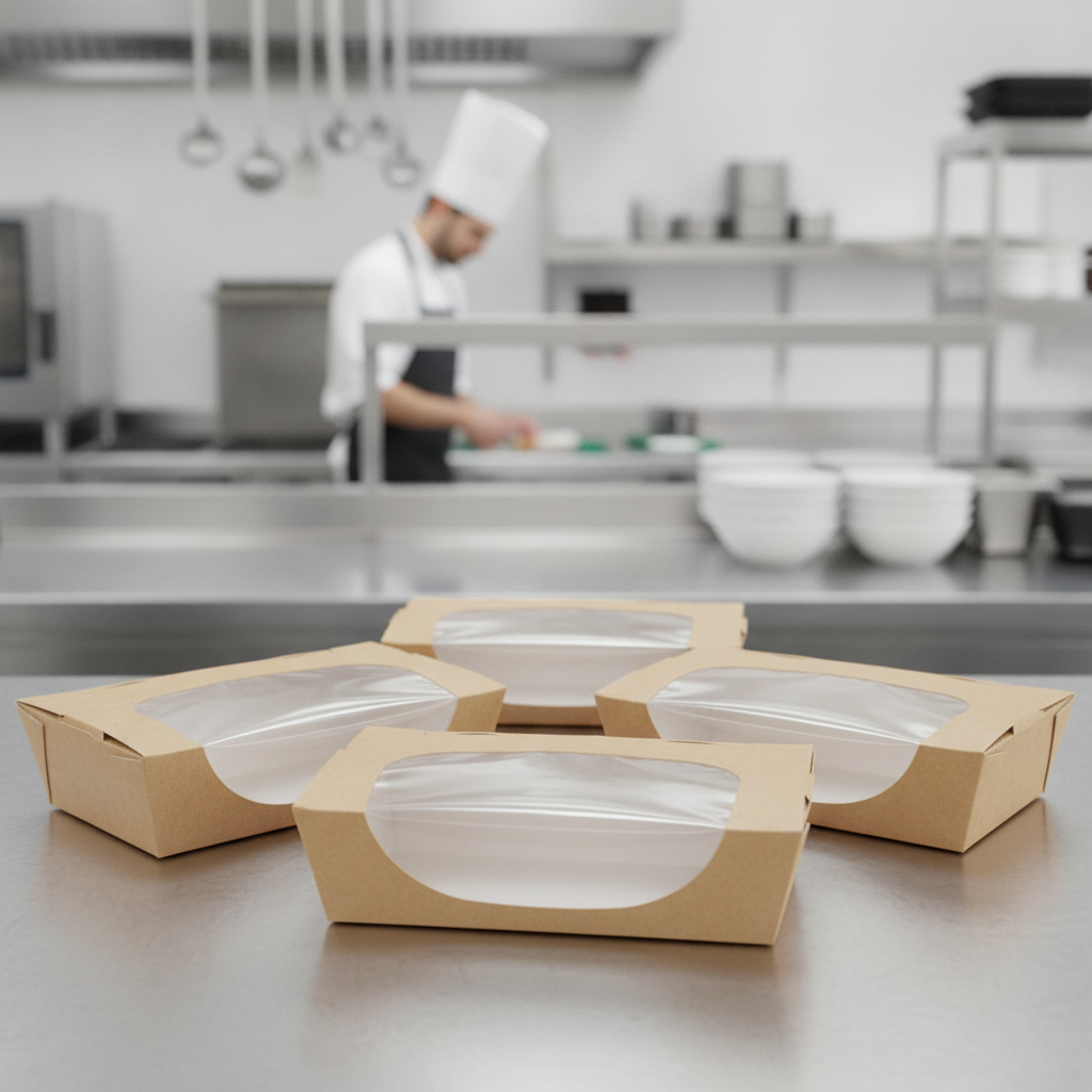 Kraft Paper Salad Boxes 1000ml for Delis & Caterers (Pack of 200)