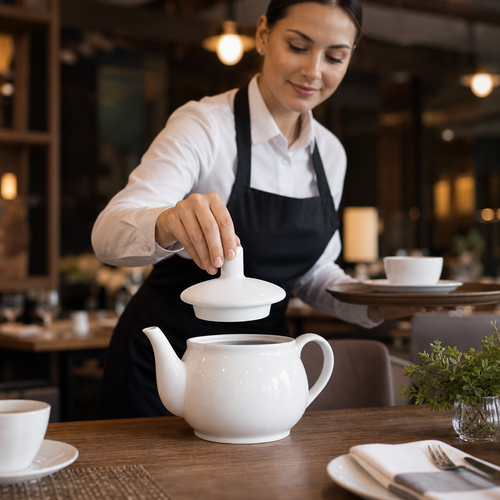 Ceramic Replacement Lids for 852ml Teapots for Cafés (Pack of 6)