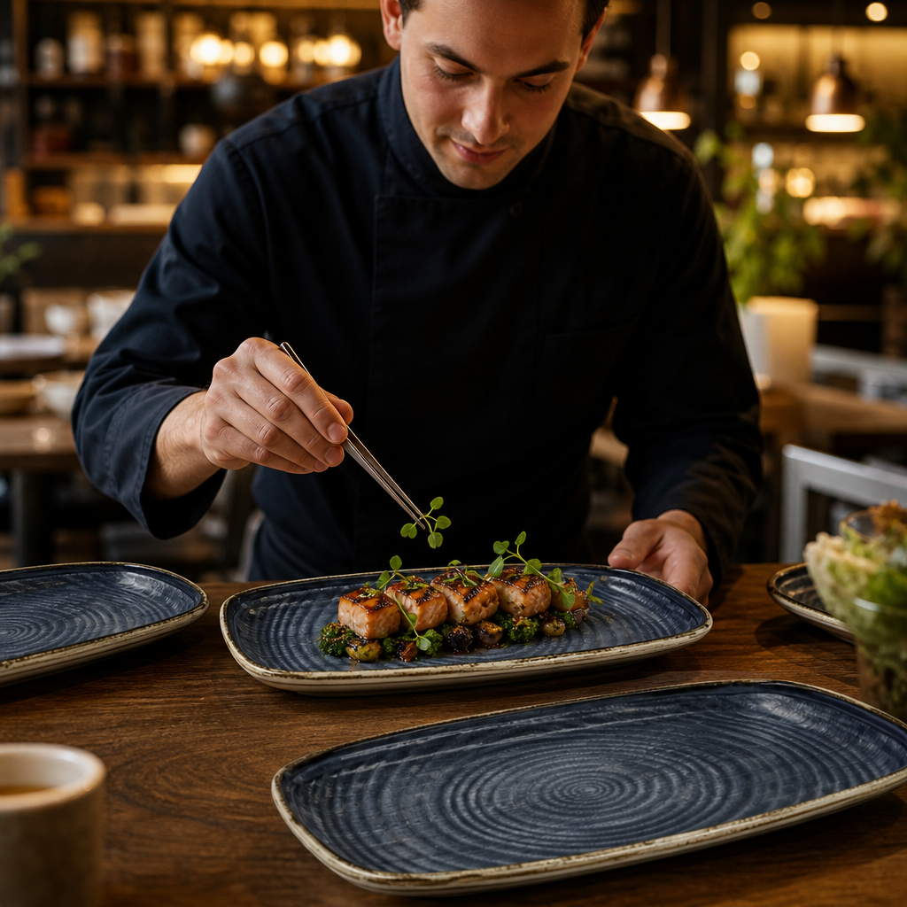 Walled Oblong Plates 300mm Vitrified Ceramic for Dining (Pack of 6)