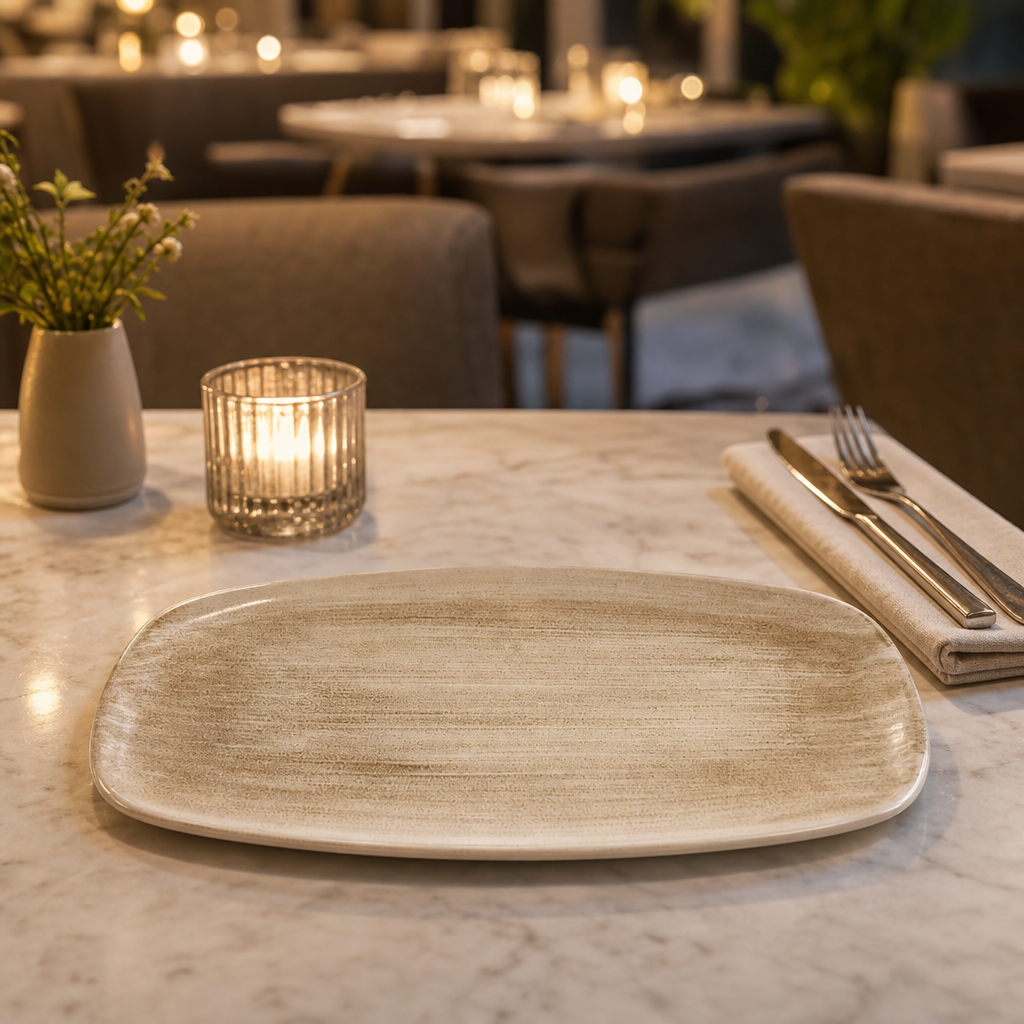 Rectangular Plates 355mm Porcelain for Elegant Dining (Pack of 6)