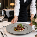 Gourmet Plates Grey Porcelain for Fine Dining (Pack of 6)