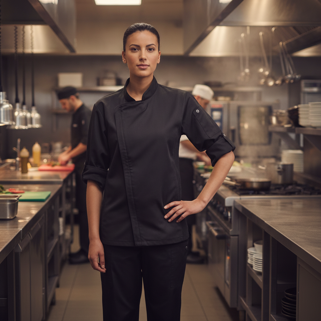 Polycotton Black Chef Jacket for Busy Shifts