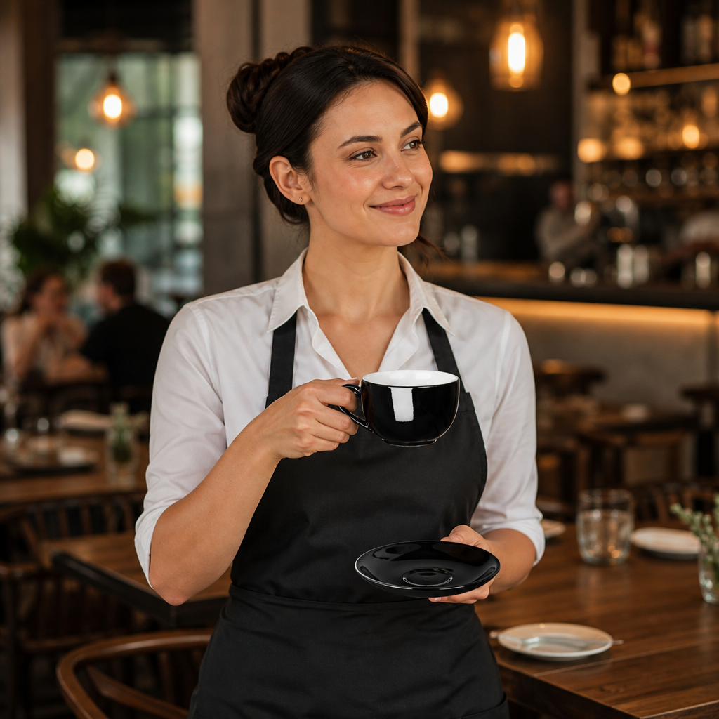 Stoneware Coffee Cup 230ml Black for Cafés & Restaurants (Pack of 12)