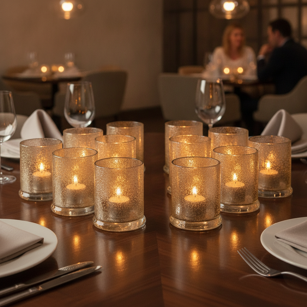 Champagne Jewel Votive 76mm for Enhancing Dining Experience (Pack of 12)