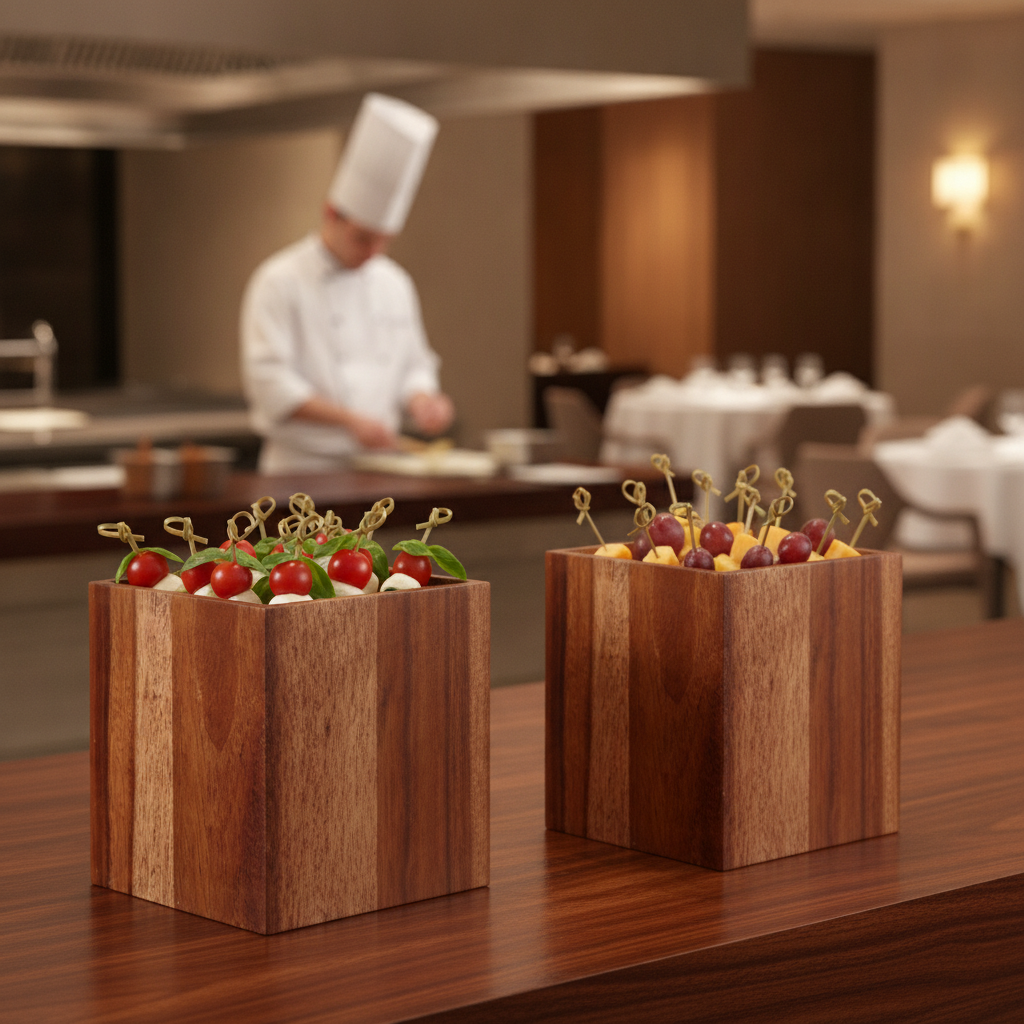 Wooden Buffet Cubes 180x180mm for Stylish Tabletop Displays (Pack of 2)
