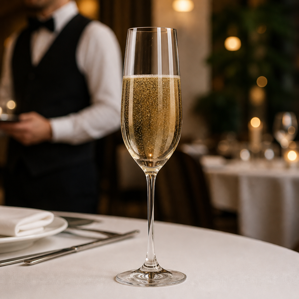Crystal Glass Champagne Flutes 227ml for Fine Dining (Pack of 6)