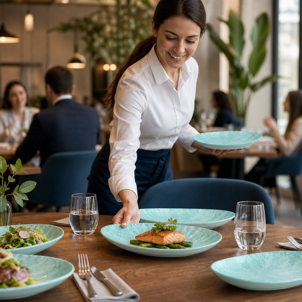 Oval Coupe Plates Aqua Porcelain for Dining Tables (Pack of 12)