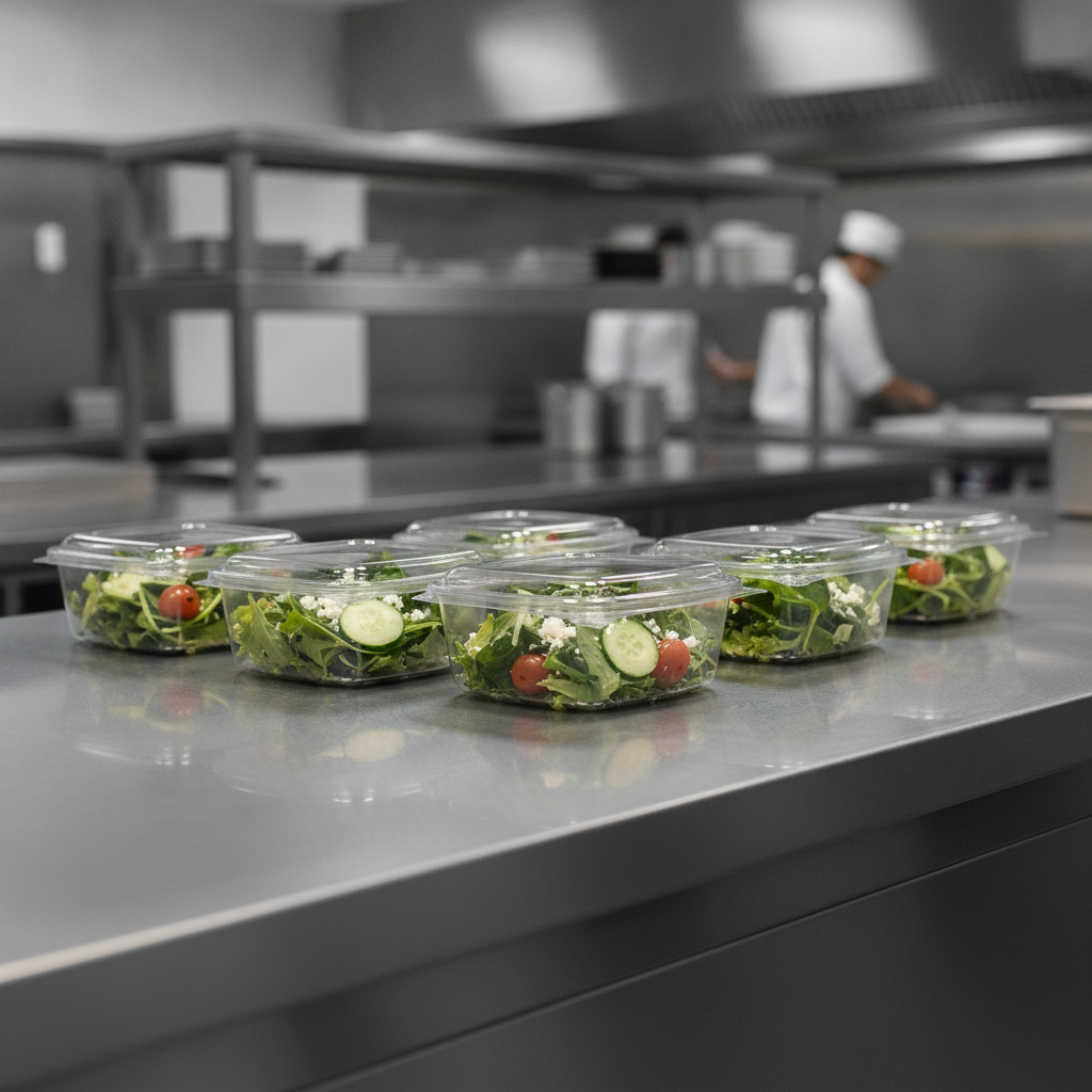 PLA Hinged-Lid Deli Containers 473ml for Salad Bars (Pack of 300)
