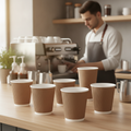Cardboard Ripple Wall Coffee Cups 227ml for Hot Beverages (Pack of 500)