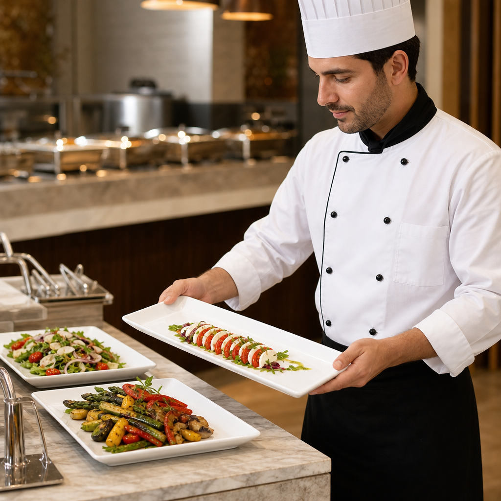 Rectangular Buffet Trays 580x200mm Porcelain for Catering (Pack of 4)