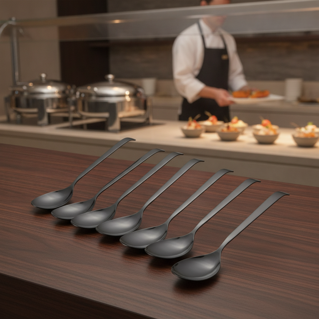 18/10 Stainless Steel Solid Serving Spoon for Buffets (Pack of 6)