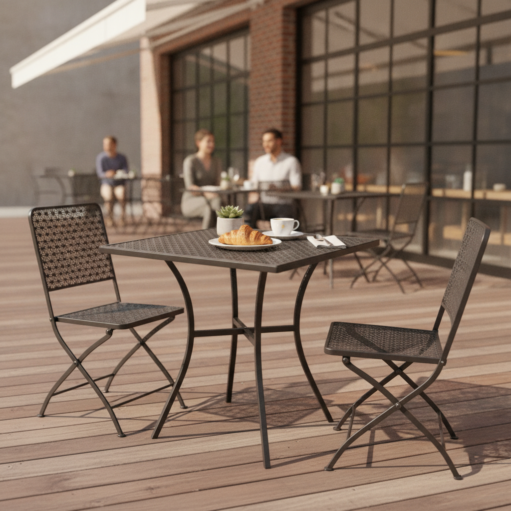 Galvanised Steel Black Bistro Table 700mm for Outdoor Dining
