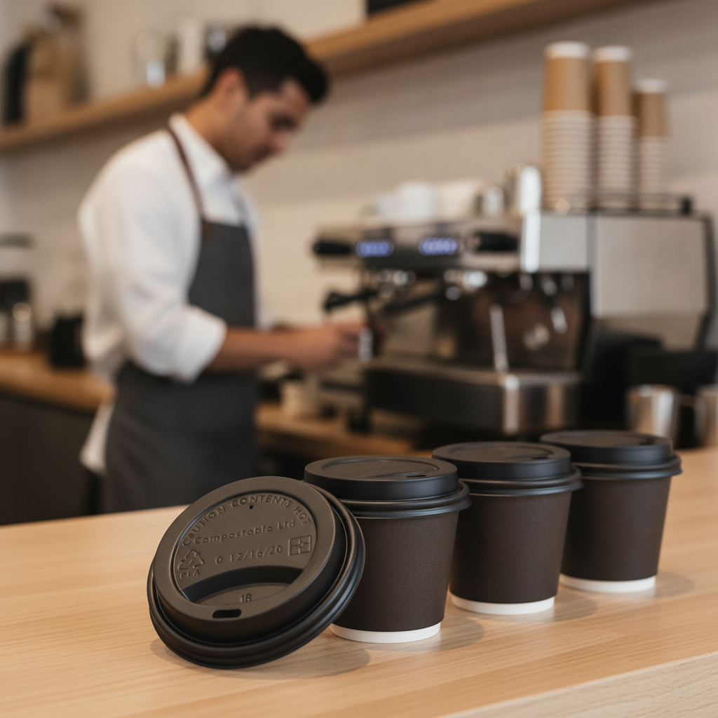 CPLA Coffee Cup Lids 340ml for Eco-Friendly Takeaway Drinks (Pack of 50)
