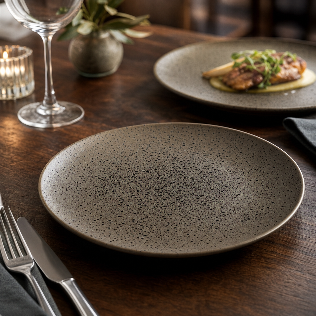 Coupe Plates Flint Grey Porcelain for Stylish Dining (Pack of 6)