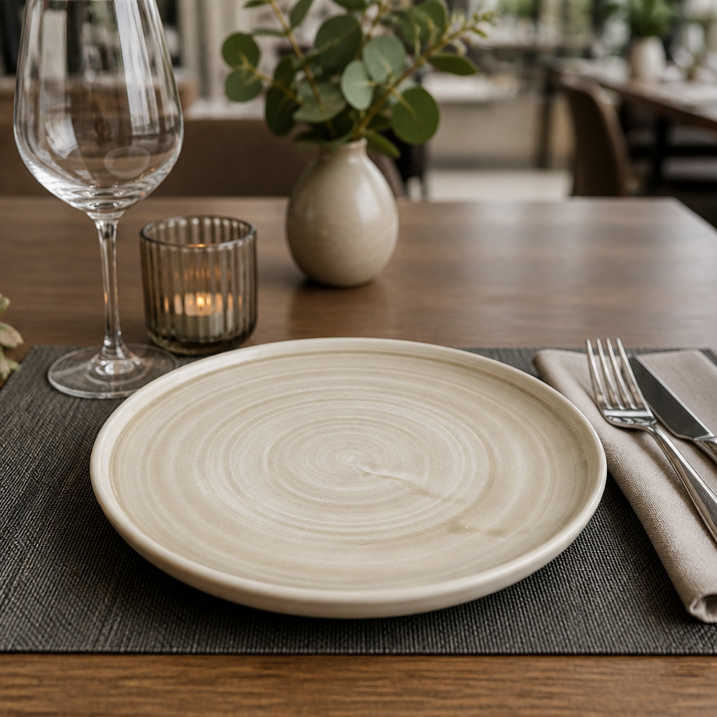 Walled Plates 210mm Natural Vitrified Ceramic for Stylish Table Settings (Pack of 6)