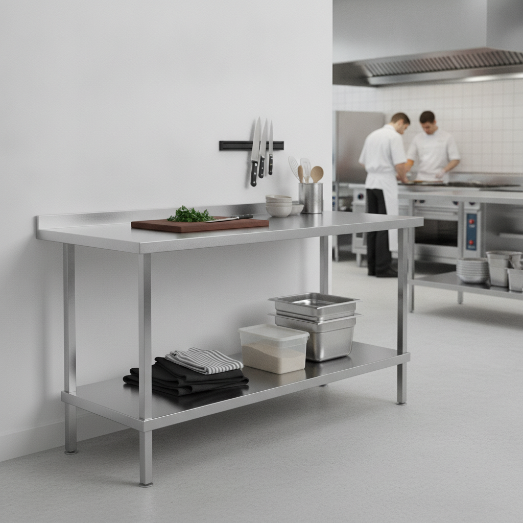 304 Stainless Steel Wall Table 650mm for Commercial Kitchens