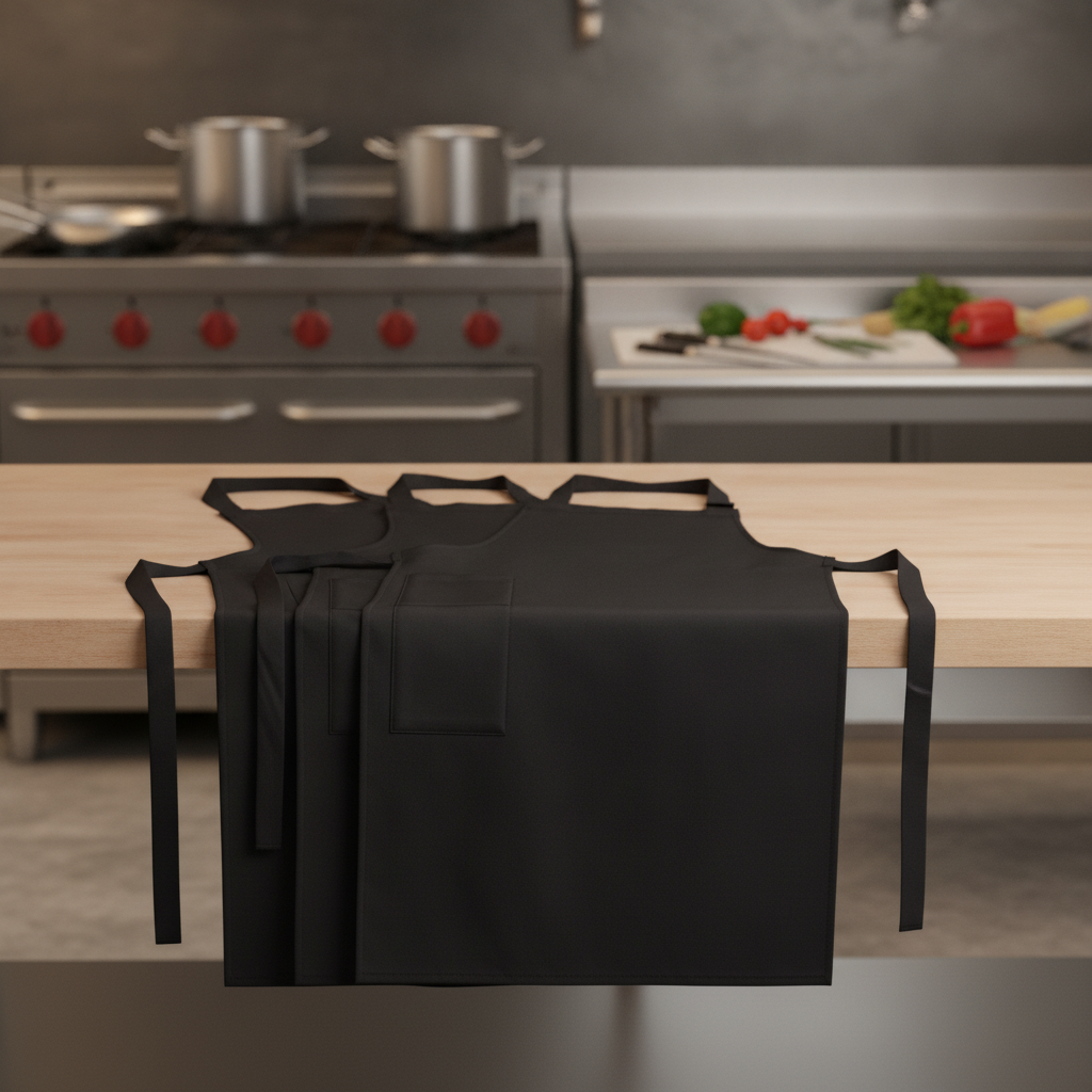 Polycotton Black Bib Apron for Professional Use (Pack of 5)