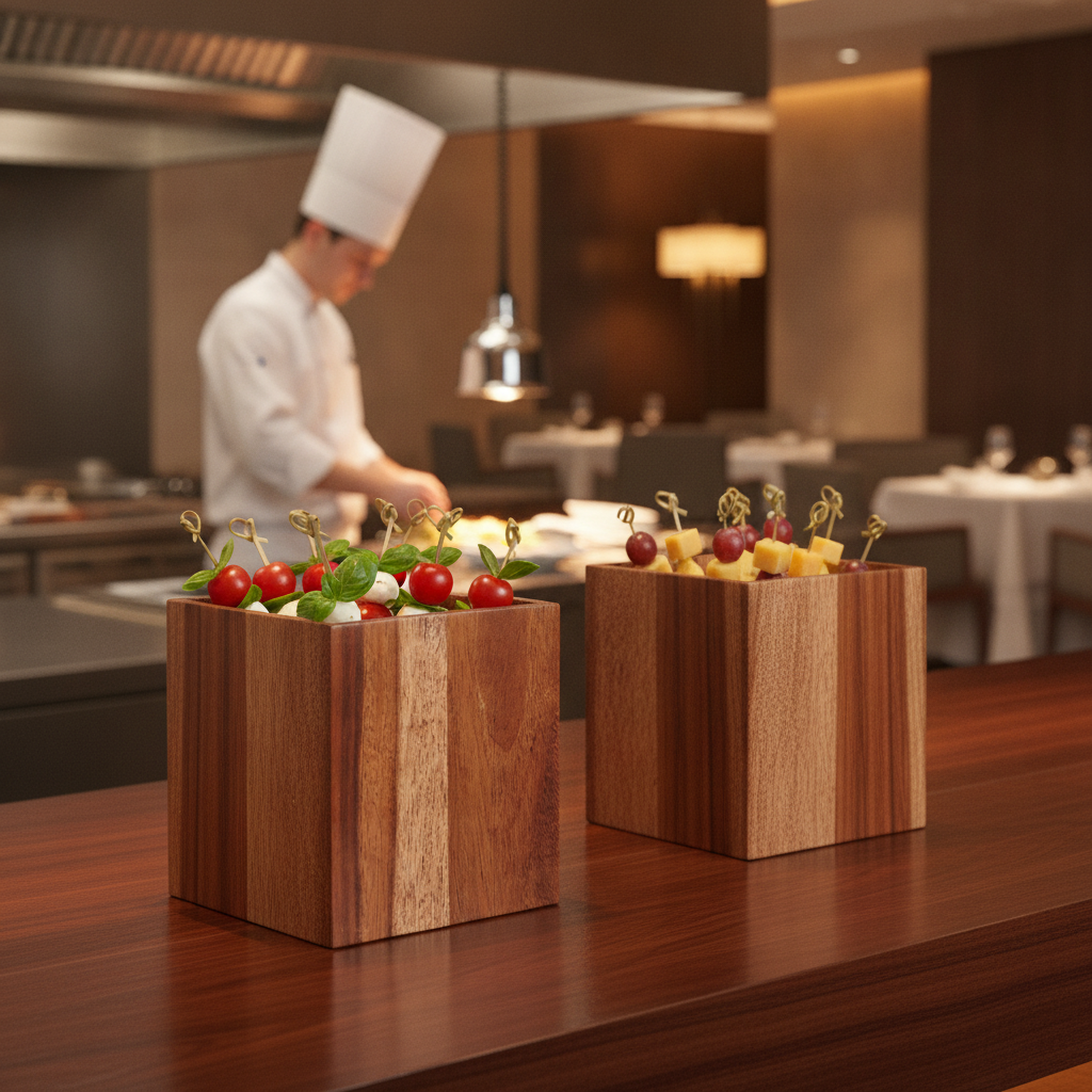 Wooden Buffet Cubes 180x180mm for Stylish Tabletop Displays (Pack of 2)