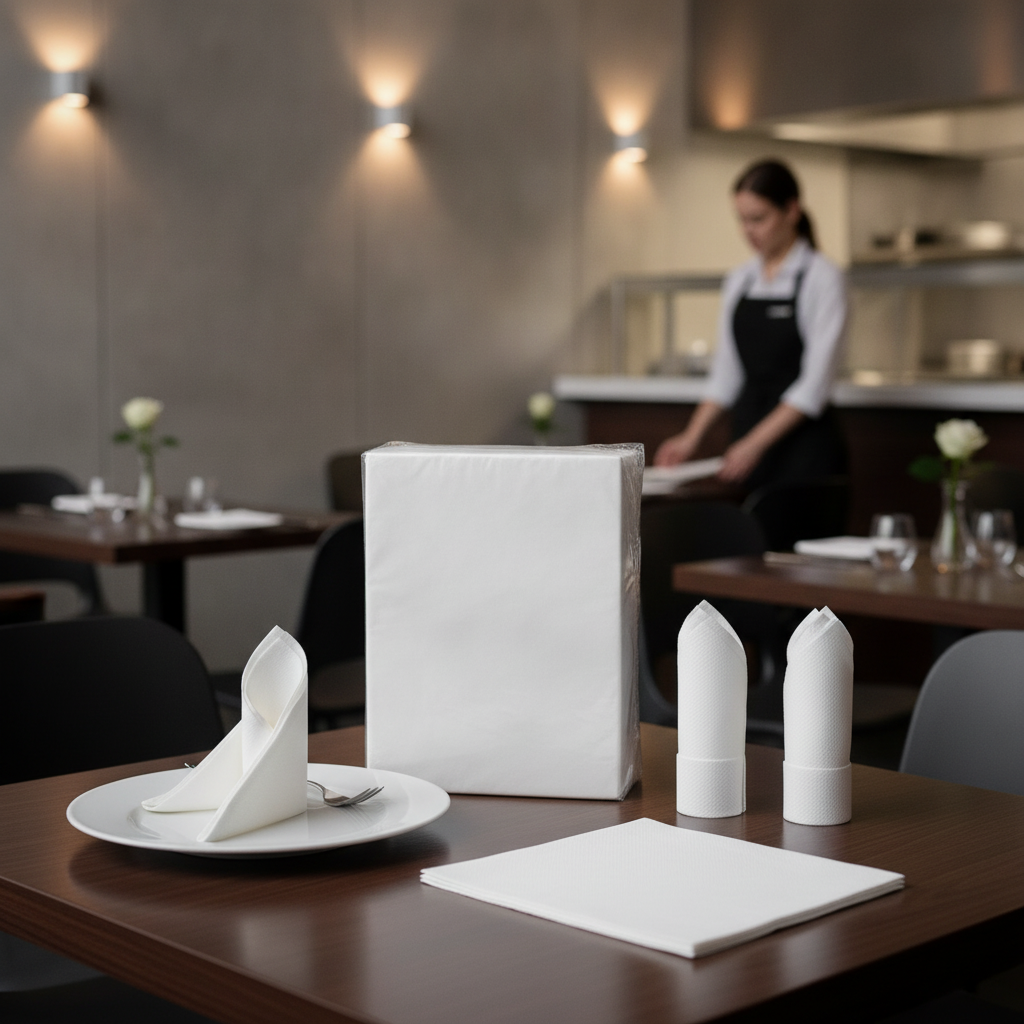 Linen-Style White Dinner Napkins 40x40cm for Events (Pack of 500)