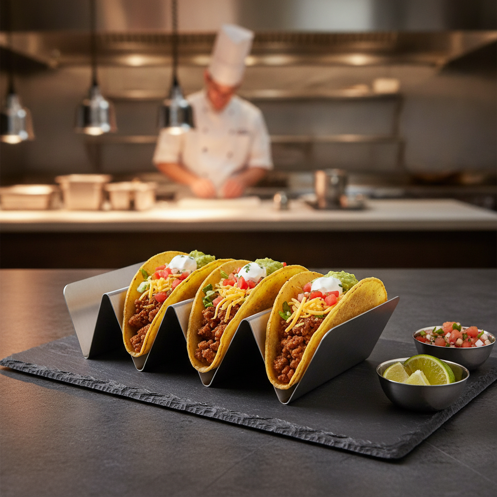 Stainless Steel Taco Holder 52mm for Restaurants & Cafés