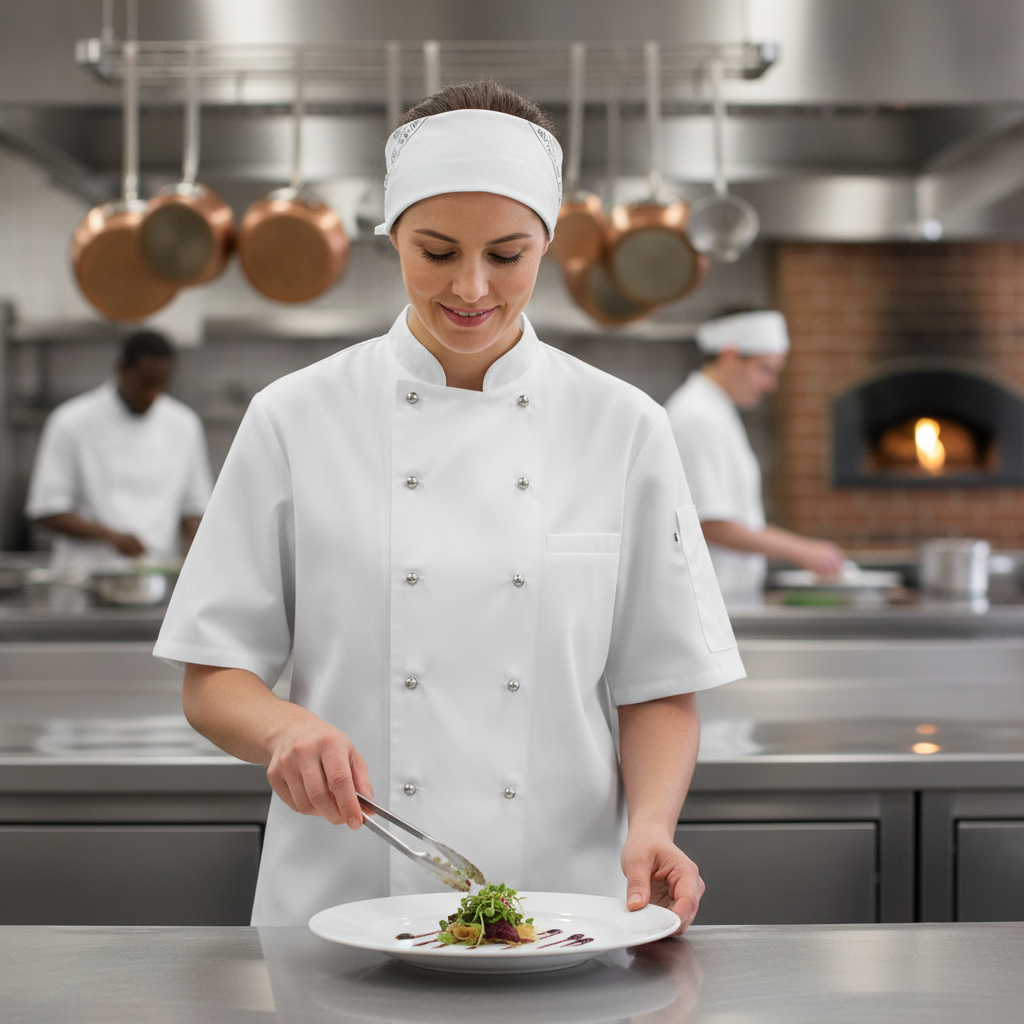 White Polycotton Unisex Chef Jacket for Professional Kitchens