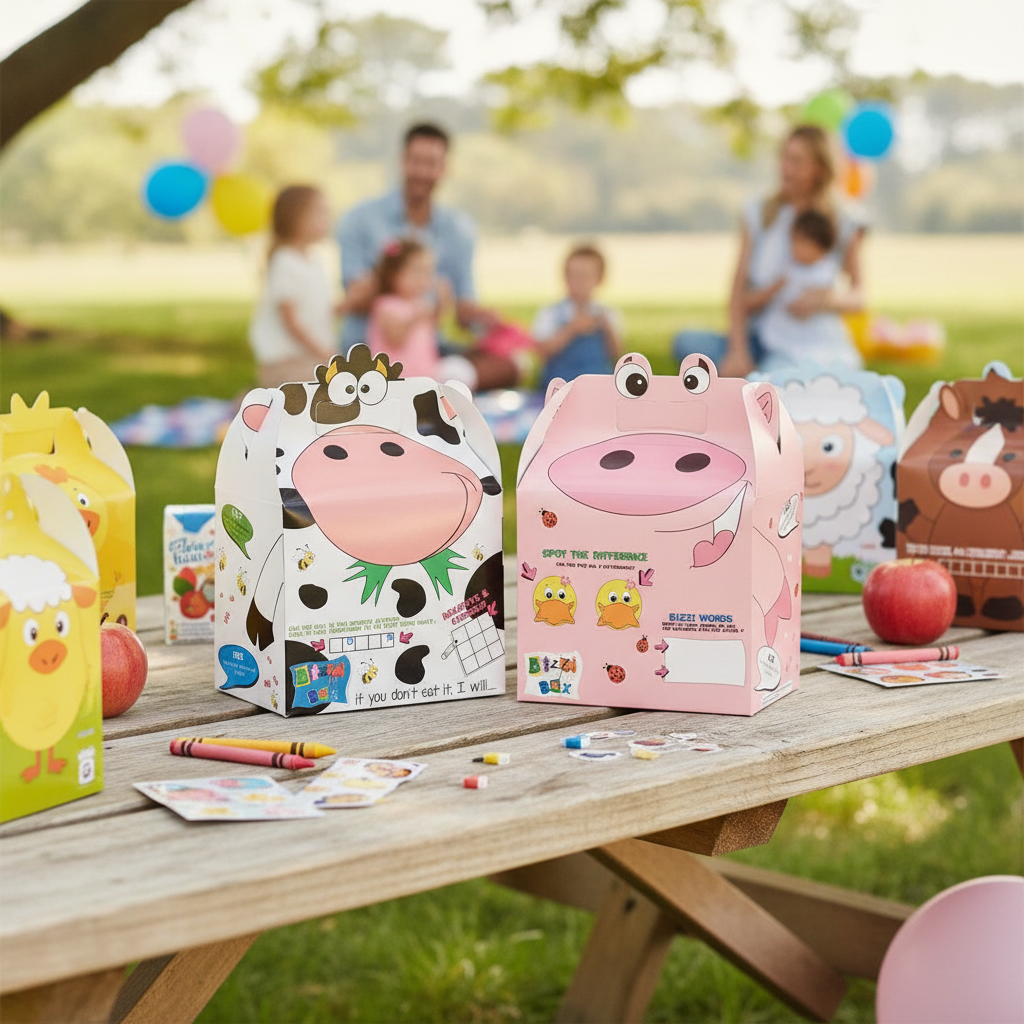 Assorted Farm Animals Activity Boxes 235x2mm for Kids Dining (Pack of 200)