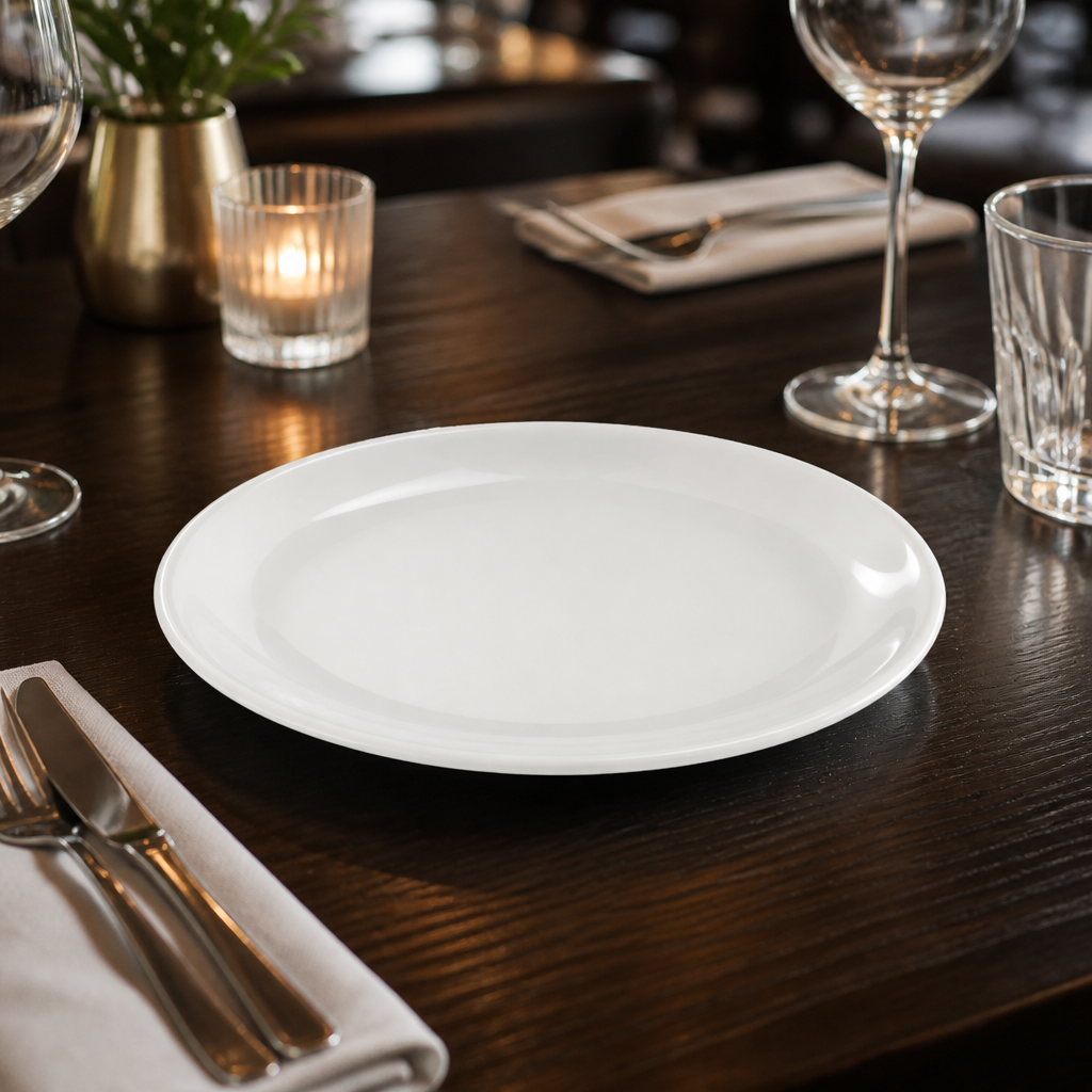 Narrow Rimmed Plates 260mm Porcelain for Elegant Table Settings (Pack of 6)