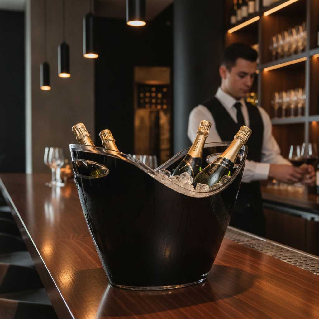 Acrylic Black Wine and Champagne Bucket 255mm for Events & Parties