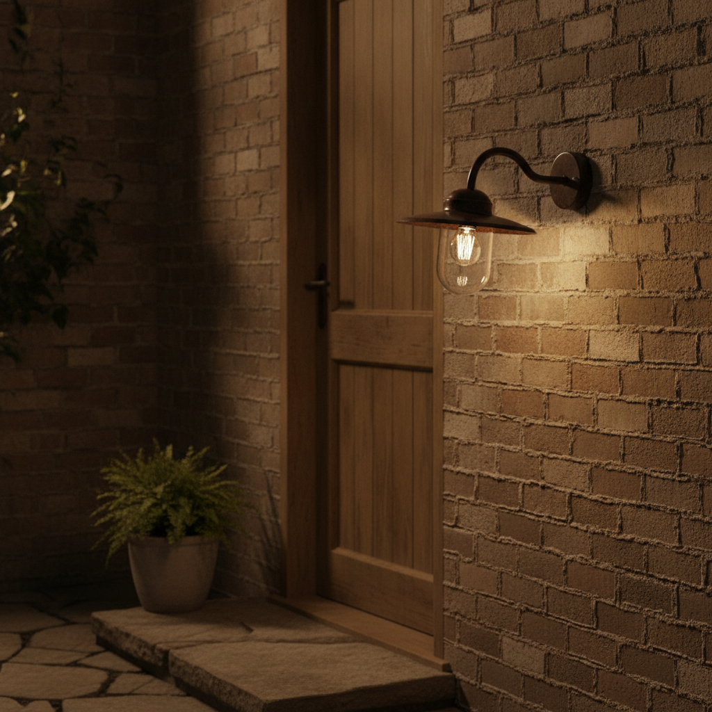 Metal Outdoor Wall Light in Brown for Patios & Entrances