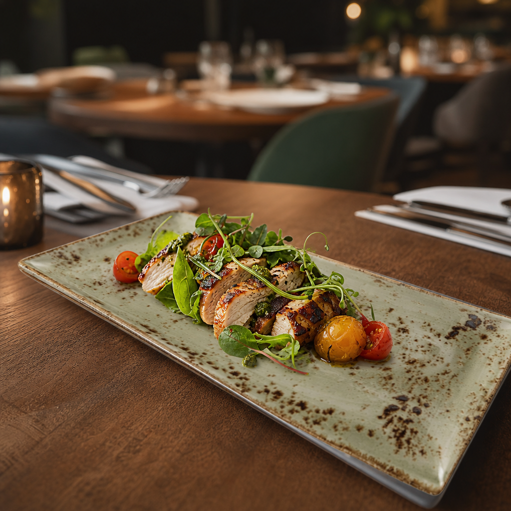 Rectangular Platters x 370 165mm Green Porcelain for Casual Cafés & Restaurants (Pack of 6)