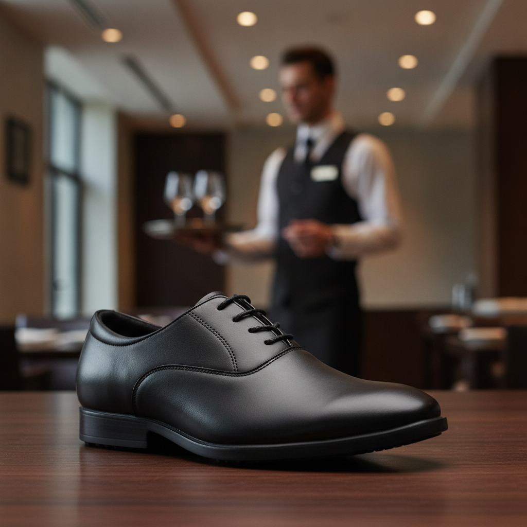 Leather Dress Shoes for Service Staff in Black