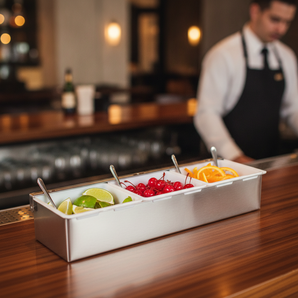 Stainless Steel 3 Compartment Condiment Holder 460x152mm for Bars & Pubs