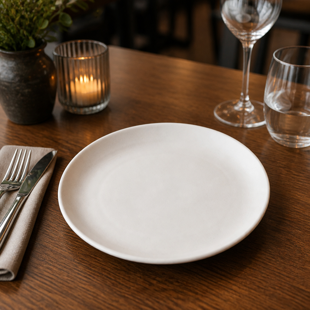 Coupe Plates 217mm White Vitrified Porcelain for Restaurants & Cafés (Pack of 12)