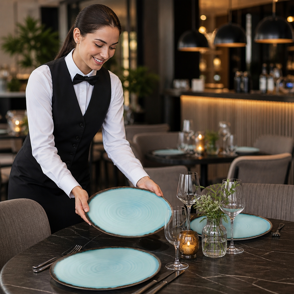 Walled Plates 260mm Vitrified Porcelain for Dining Tables (Pack of 6)