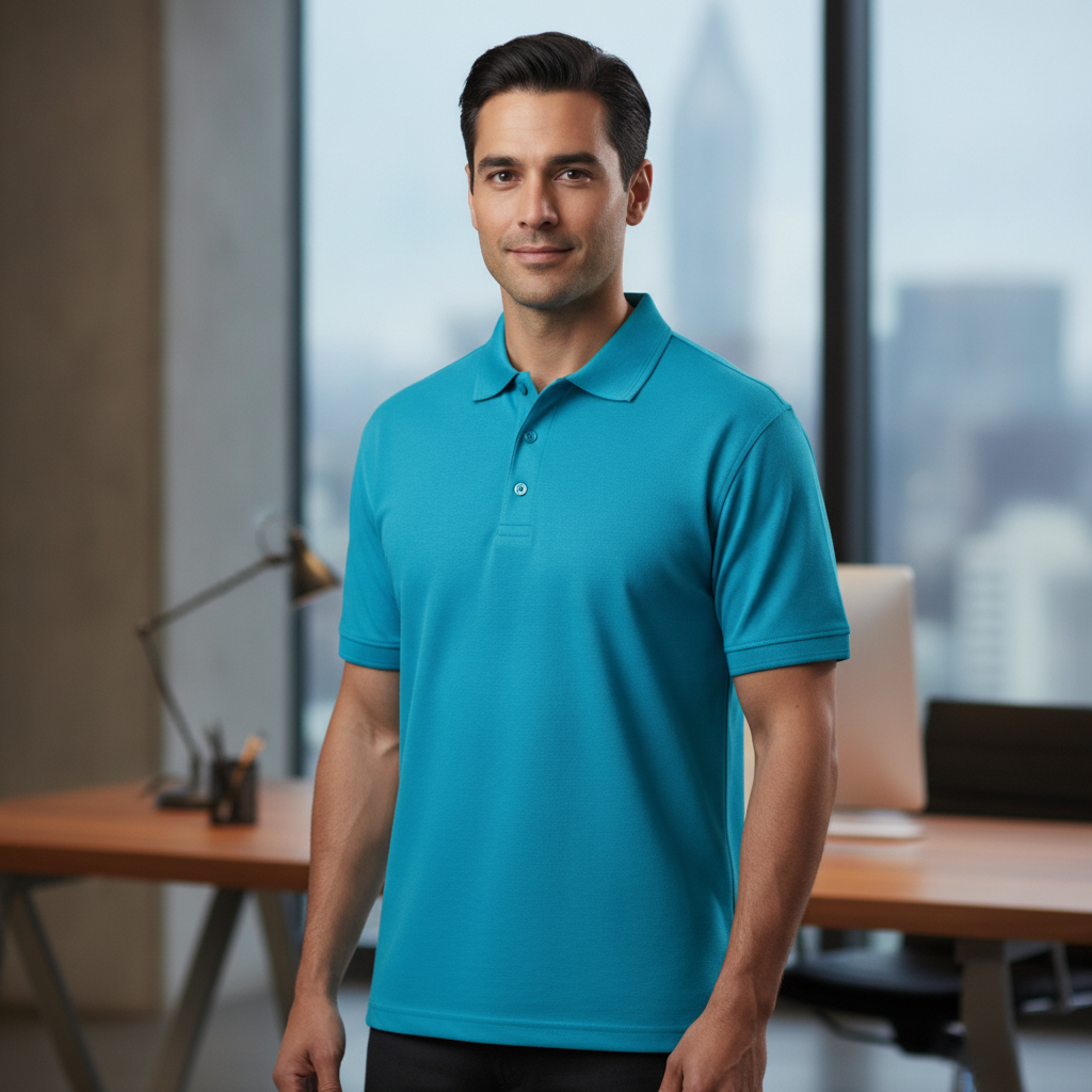 Polycotton Aqua Polo Shirt XL for Corporate Wear