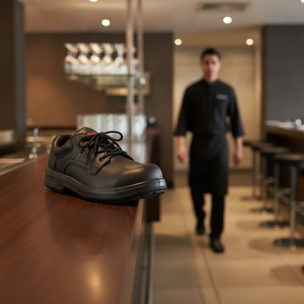 Microfibre Slipbuster Basix Shoes Black for Front of House Teams