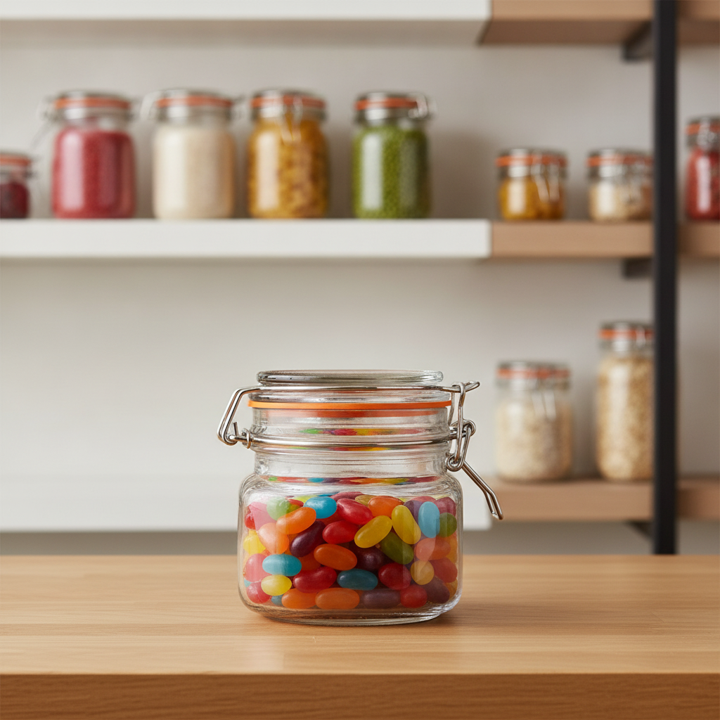 Glass Square Jar 500ml for Pantry Storage