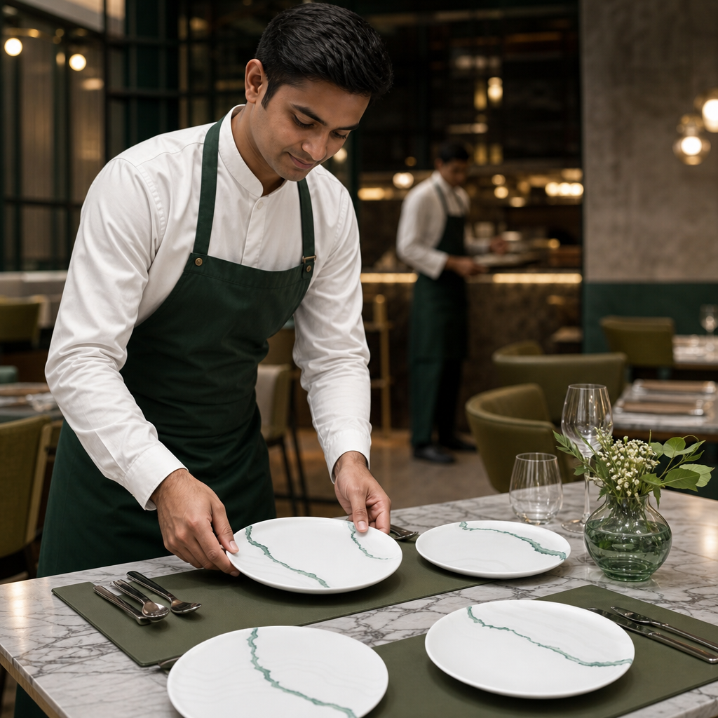 Walled Plates 210mm Green Vitrified Ceramic for Premium Dining (Pack of 6)