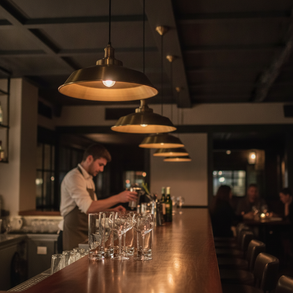Brass Step Pendant Light 410mm for Bars & Restaurants