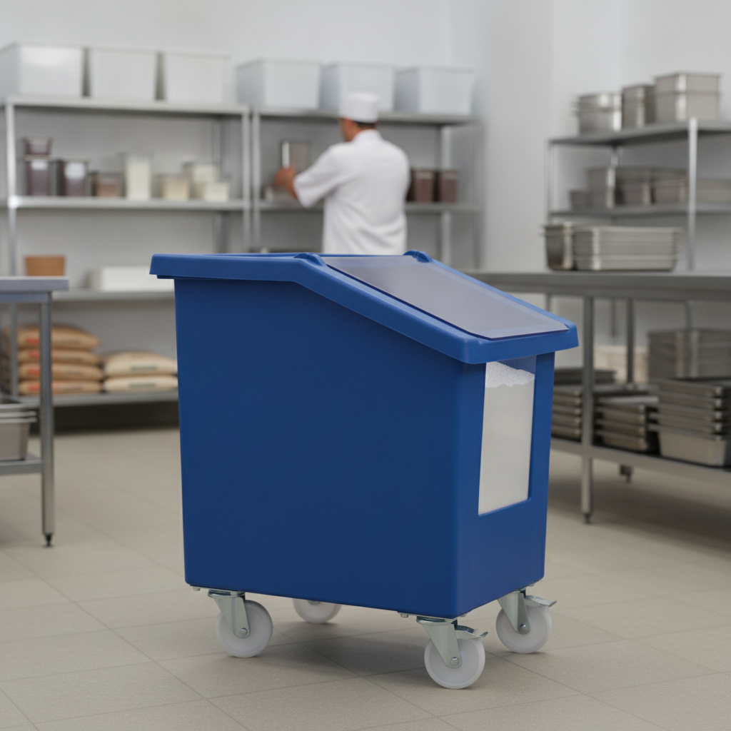 Polyethylene Mobile Ingredient Bin 90L for Food Storage