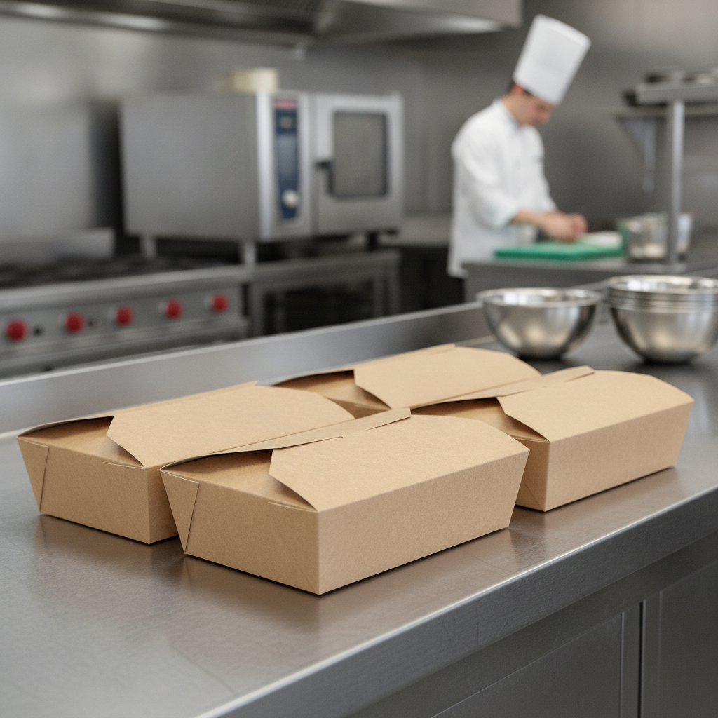 Paper Kraft Microwaveable Food Boxes 1950ml for Takeaway Service (Pack of 200)