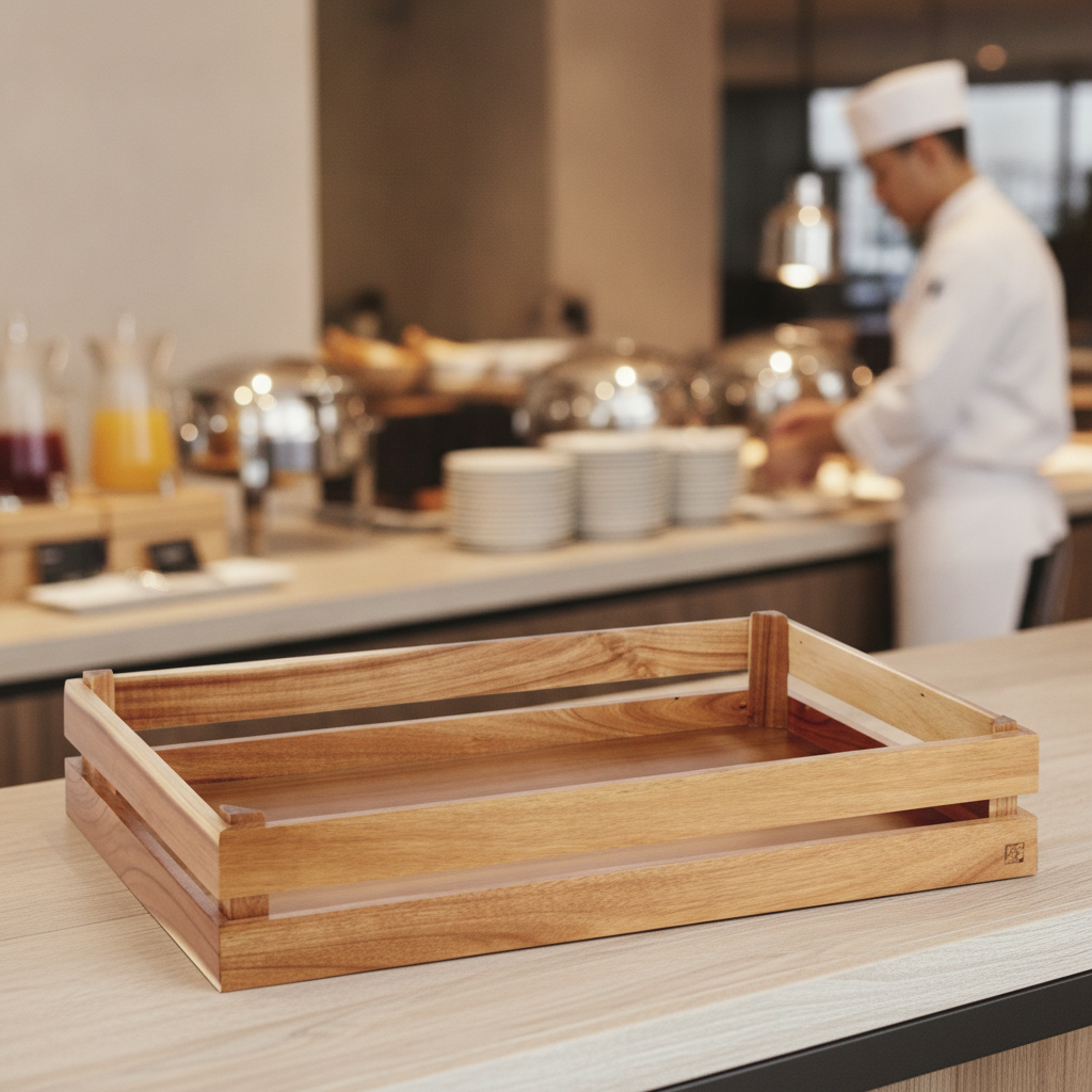 Solid Wood Buffet Crate 105mm for Breakfast Buffets