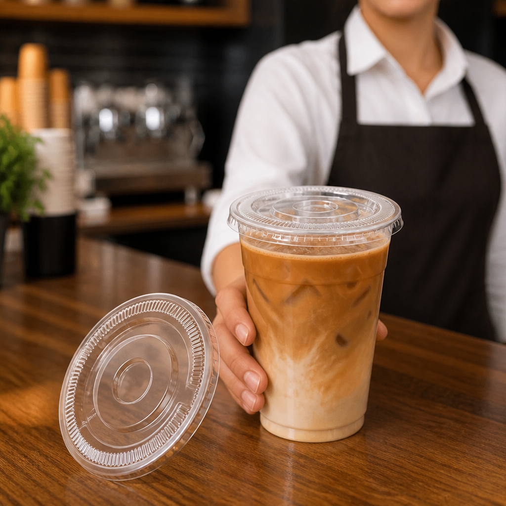 PLA Compostable Cold Cup Flat Lids 340ml for Eco-Friendly Serving (Pack of 1000)