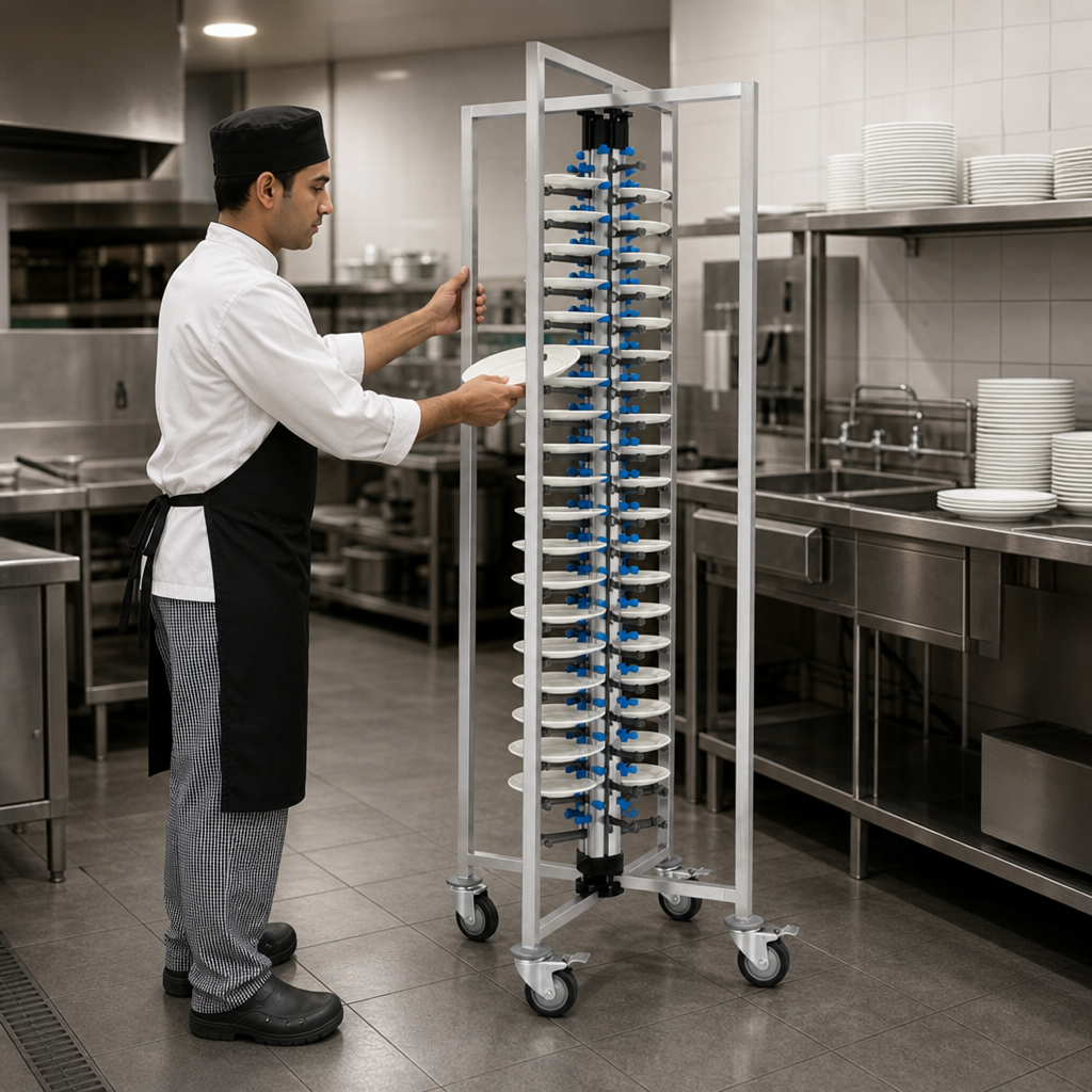 Stainless Steel Mobile Plate Rack for Efficient Plate Storage (Pack of 1)