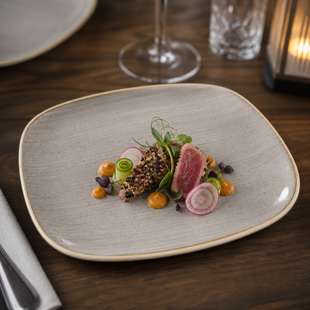 Rectangular Plates Grey Vitrified Ceramic for Creative Dining (Pack of 12)